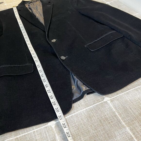 Lauren Ralph Lauren Corduroy Blazer Sport Coat Black Elbow Patches Men’s 43R - Picture 6 of 10